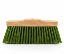 Scopa per giardino 27 cm legno fibra verde militare rigida
